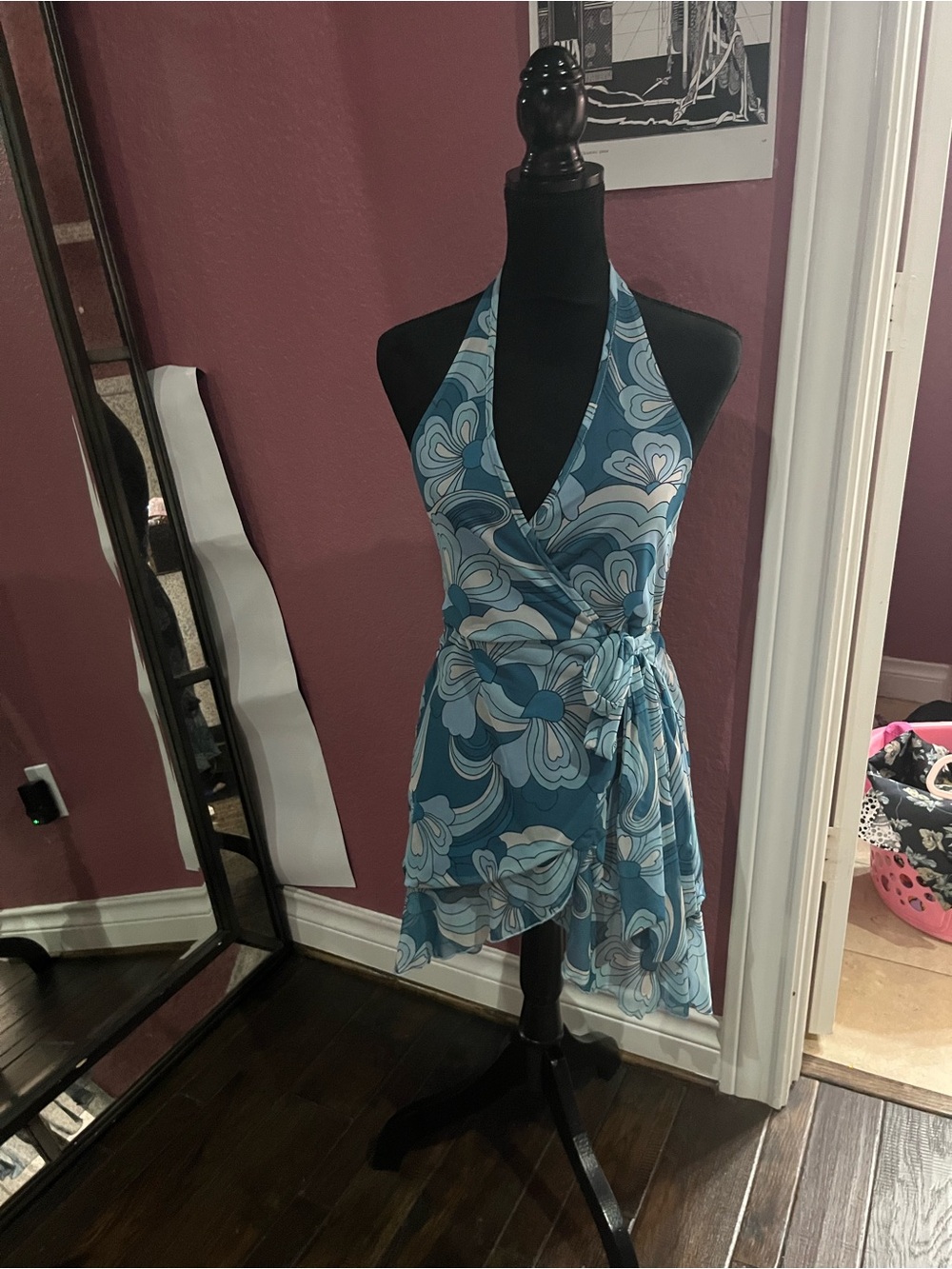 Halter Blue dress with ruffles